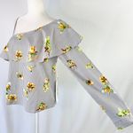 Lumière New Floral Striped One Shoulder Long Sleeve Shirt Grey Multi Photo 5