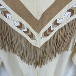 Vintage 80's Pioneer Wear Fringe Western Sweater Cream Tan Size Medium Chevron Photo 9
