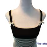 Cable & Gauge Black & Off White Striped Sleeveless Tank Top w/ Bows on Straps M Photo 2