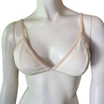White & Beige Ribbed Bikini Top (S) Photo 1