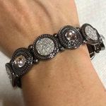 Vintage Silver Tone Shimmer Elastic Bracelet Photo 0