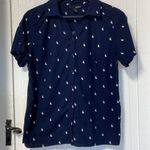 Erika Nautical women’s navy and white button down shirt Photo 0