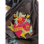 Ed Hardy Black Sleeveless Hooded Ruched Dress Embroidered Dragon Phoenix Size XL Photo 8