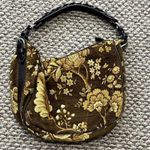 Talbots Brown/Gold Floral Tapestry Hobo Shoulder Bag Leather Strap Photo 4
