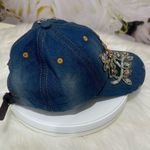 Denim Rhinestone Flower Cap Blue Photo 4