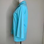 Koko Knits Vintage 70s Aqua Polyester Blazer Zip Closure Sz Medium Blue Photo 2