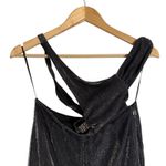 ROTATE Birger Christensen Isha Metallic Black Cut Out Halter V Photo 6