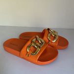 Soda Orange Slide Sandals with Gold Chain Women’s Size 6 Photo 4
