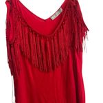 ASOS Fringe Red Cold Shoulder mini Dress size us 14 Photo 3