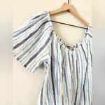 Loft  Sweetheart Neck Cotton Blend Top in Blue Multi Stripe - Size XL Photo 3