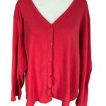 Nine & Co. women's size XL red v-neck button down stretchy fleece sweater Photo 0