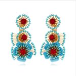 ZARA  BOHEMIAN RETRO ETHNIC STYLE TURQUOISE FLOWER EARRINGS NWT❗️ Photo 11