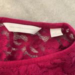 New York & Co Size M Magenta Lace Short Sleeve Stretch Zip Back Top Pink Size M Photo 13