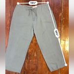 Old Navy  100% Linen Wide Leg Cropped Pants Women’s | Size 12 | Gray Green Photo 4