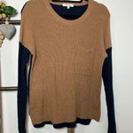 Madewell Long Sleeve Color Block Brown Navy Crew Neck Sweater Size Small Photo 1