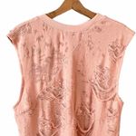 IRO Jeans Apie Top Crew Neck Burnout Tank Coral Orange Distressed Cotton Medium Photo 2