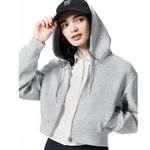 Uniqlo  GU Double Face Sweat Full-Zip Cropped Hoodie NWT Gray Small Photo 0