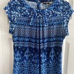 Karl Lagerfeld  Women's Medium Blue Floral Top Career Workwear Corpcore Photo 0