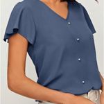 SheIn Pearl Beaded Flutter Sleeve Top Photo 4