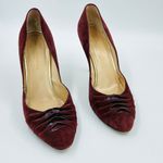 Loeffler Randall Burgundy Sueded Twist Pleat Patent Accent Pump Classic Size 9.5 Photo 2