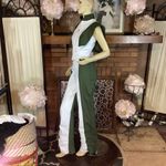 LAURA CARDENES GREEN AND WHITE HIGH WAIST, CROPPED TOP PANT SET NWT (M) Size M Photo 2