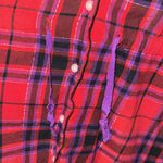 Victoria's Secret π Women's L Red Plaid Flannel Tie Waist Nightgown Shirt Top Photo 4