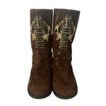 Ed Hardy VTG  Montana Brown Suede Boots Y2K Eagle Studded Mid Calf  Embroidered Photo 1