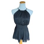 EXPRESS NWT Womens High Neck Smocked Black Peplum Tank Top Blouse - Sz M Photo 1