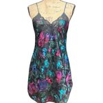 Vtg 1980s Lucie Ann II Floral Nighty Negligee Slip Nightgown Intimate Sleepwear Black Photo 1