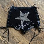 SheIn Black Star Sequin Shorts Photo 1