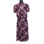 WAYF Floral Midi Dress Burgundy Red Sz Large Cottagecore Modest Mature Stretch Photo 1