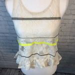 Roommates  Off White Lace Tank Top with Black & Yellow Banding-Medium Photo 1