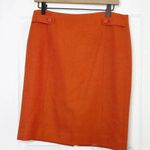 J.Crew 100% Wool Size 6 Burnt Orange Pencil Skirt Fabric Button Tabs Photo 0