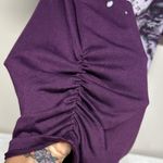 Agenda Purple and Black Floral Short Sleeve Top with Beads Size M Photo 2