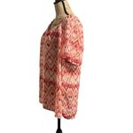 Faded Glory  Pink and Orange Patterned Sheer Blouse Photo 3