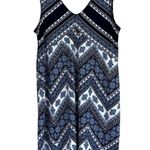 Three Pink Hearts Mini Dress Womens L Blue White Sleeveless Beachy Mediterranean Size L Photo 0