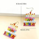 1‎ Pair Of Birthday Cake Design Happy Birthday Colorful Acrylic Earrings Photo 5