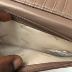 Bebe NWOT Brown pink leather clutch wallet gold rhinestone logo pouch wristlet cardholder Photo 4