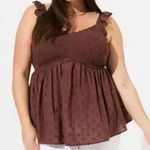 Torrid  Babydoll Cotton Clip Dot Smocked Bodice Flirty Flowy Festival Beach Tank Photo 0
