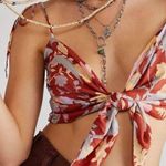 Free People NWOT  TIE FRONT FLORAL BANDANA INSPIRED CROP TOP LARGE Photo 0