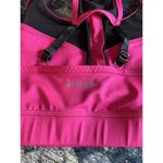 HANDFUL Sports Bra Women's Size Large Pink & Black Zip Up Front Y Back Photo 2