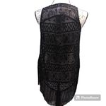 Xhilaration  Black Crochet Fringe Cover Up Vest Festival Beach Size XS NWT Photo 2