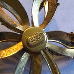 Catamore 1/20 12K GF Gold Filled Flower Brooch with Metallic Black Center Photo 4