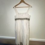 Harvé Benard Herve Bernard Linen Blend Dress | Size 8 | Cream & Tan Trim | Sleeveless Photo 2