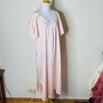 Natori Pink Satin Embroidered Vintage Nightgown Size L Photo 2