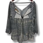 Aratta Silent Journey Sheer Gray Wash Embroidered Top Size M Photo 8