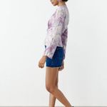 ZARA NEW  Purple Marble Satin Effect Long Sleeve‎ Printed Top Size S Blouse Top Photo 11