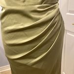 Azazie Olive Green Satin Strapless Cowl Maxi Dress Bridesmaid Formal Gown 8 Photo 9