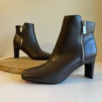 Calvin Klein Chocolate Brown Leather Square Toe Zipper Ankle Boot Size 6.5 Photo 11