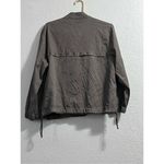 Democracy  brown riveted bomber shirt Sz M button down Photo 1